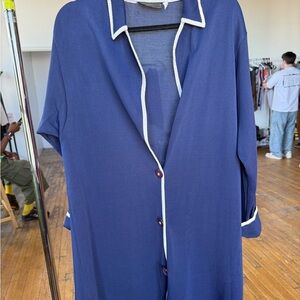Fendi Navy Blue Cardigan with White Trim
